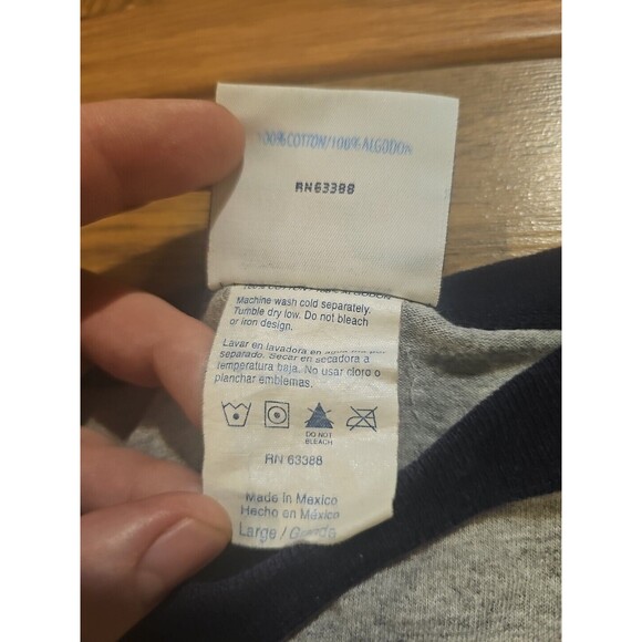 VTG Y2K NY Yankees Tshirt Mens Large Gray Blue 3/4 Sleeve MLB Logo Athletic - Picture 3 of 7